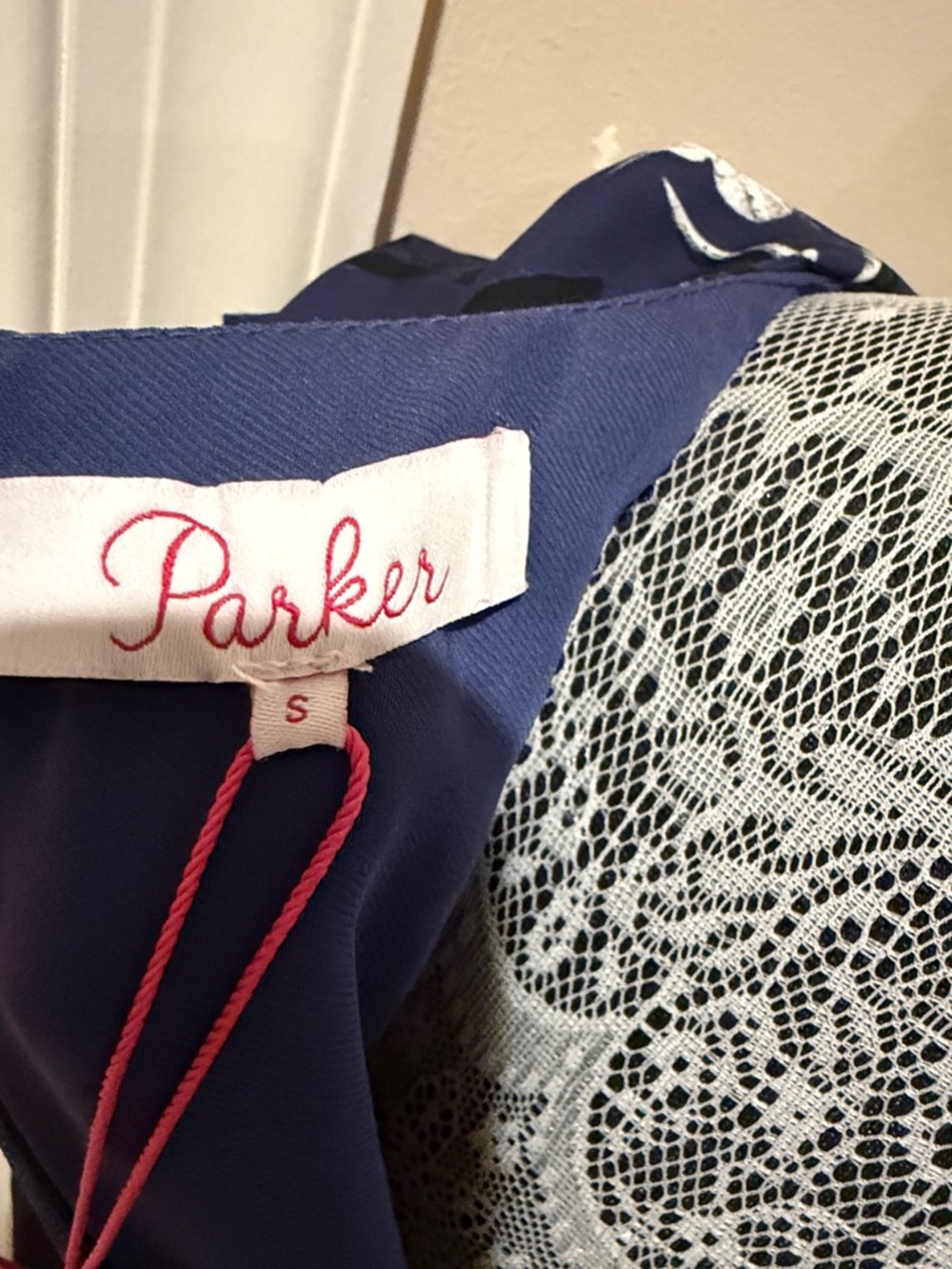 Parker Navy Paradise Floral Ruffle V-Neck Mini Dress - Picture 5 of 5